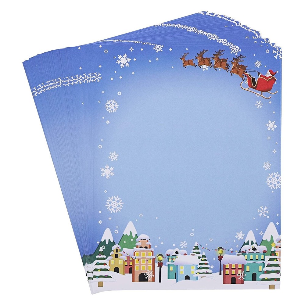 96 Sheet Christmas Stationary Paper 8.5 X 11 for Printer Writing Letters, Santa