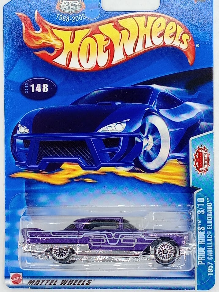 Hot Wheels Pride Rides 1:64 Scale 1957 Cadillac Eldorado Toy Car 2002 #148 New in Package