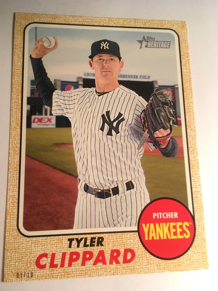 2017 Topps Heritage High Number 5x7 Tyler Clippard Yankees 650 #'d 01/10 Gold