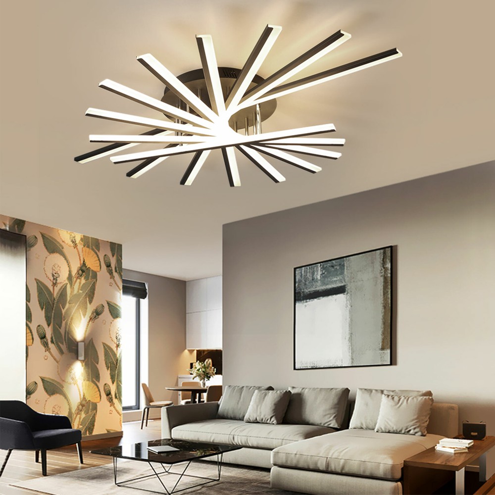Modern Ceiling Light Dimmable LED Flush Mount Lamp Fixture Chandelier Remote US