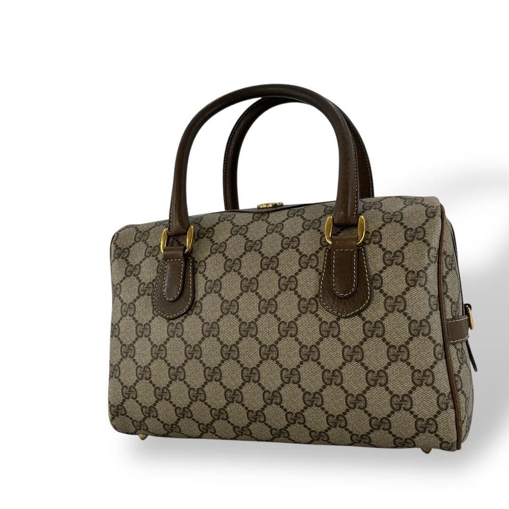 Vintage Gucci Mini Boston Bag in GG Supreme PVC Leather with Interlocking G Logo  