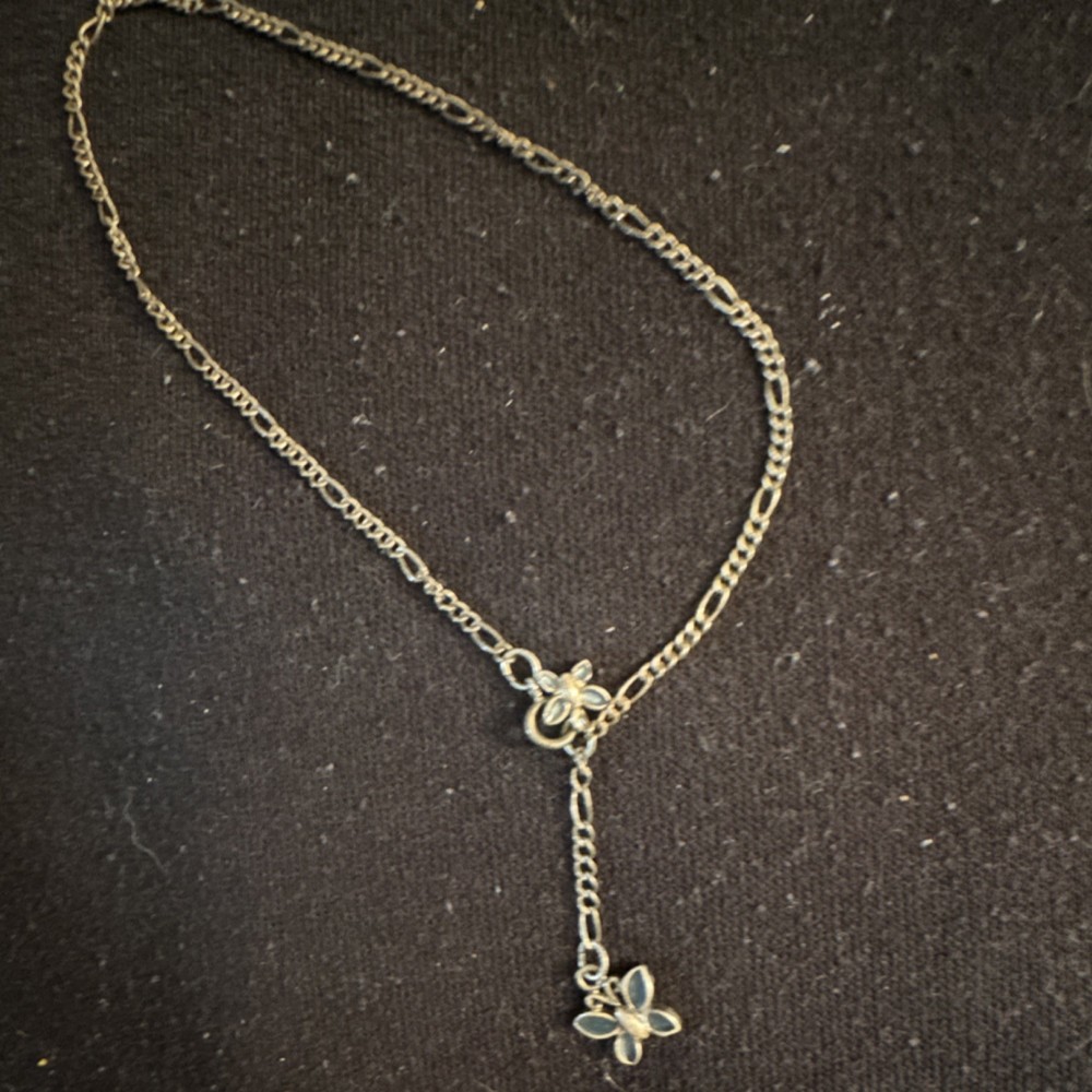 Silver Tone Butterfly Charm Pendant Necklace Cable Chain with Spring Ring