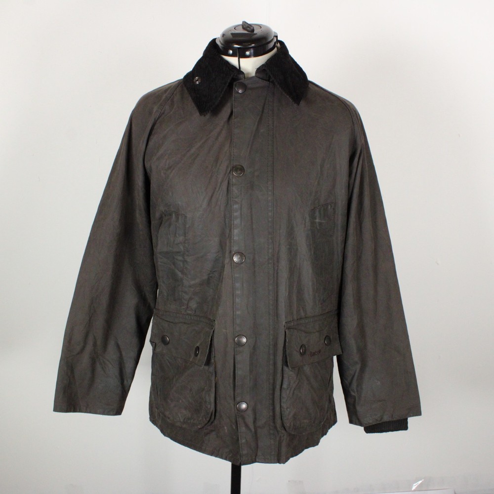 Barbour A322 Bedale Wax Jacket Mens S/M C38 Vintage Charcoal Black Lined Country