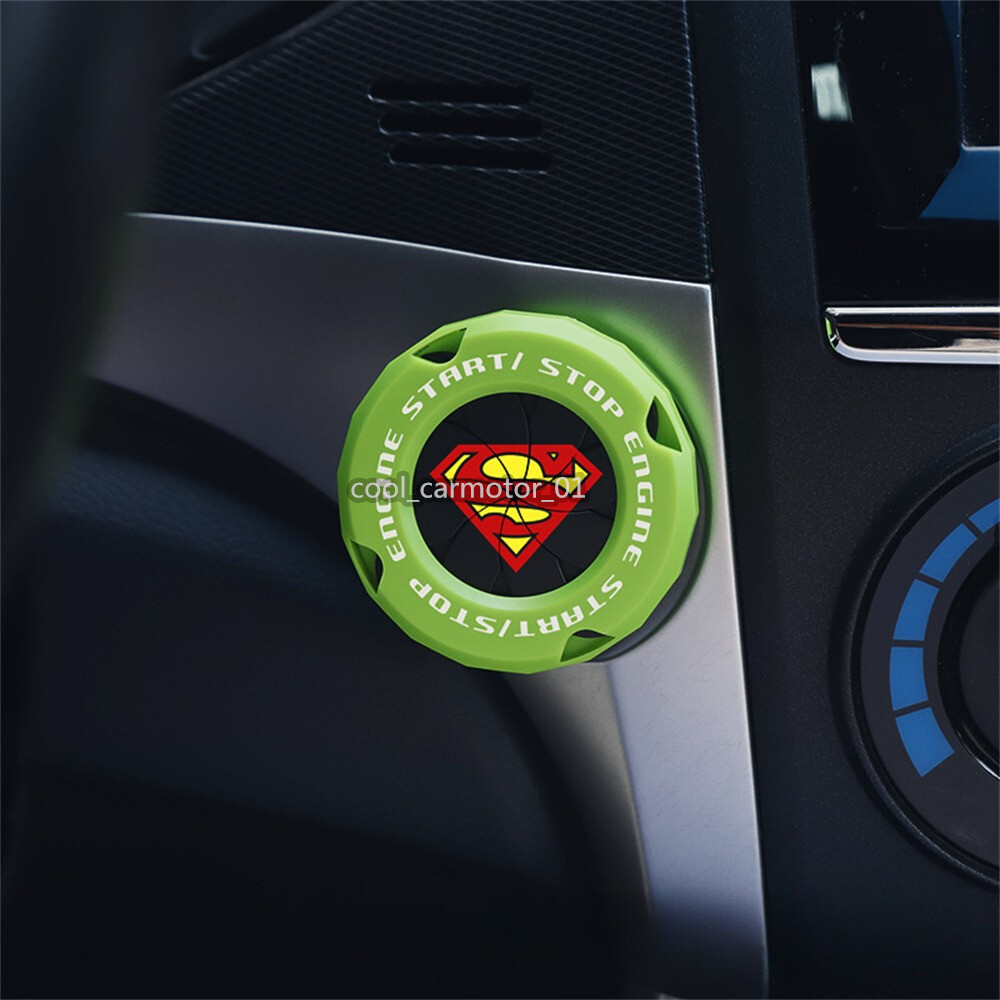 ABS Green & Black Superman-Themed Engine Start Stop Push Button Switch Cap  