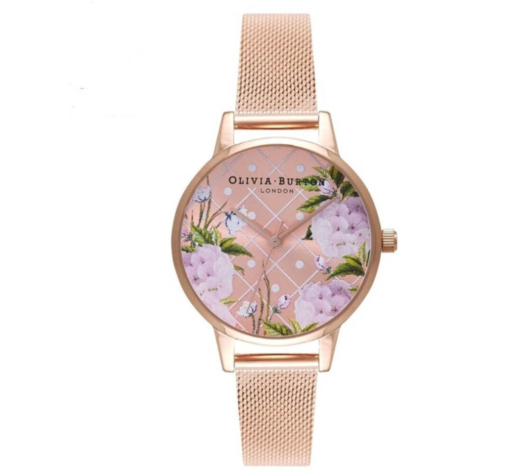 Stylish Ladies Quartz Watch with Stainless Steel Mesh and Beige Leather Strap