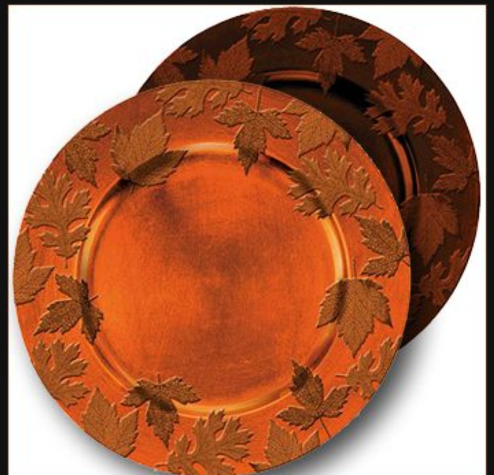 13X13 Fall Tableware Charger Bronze Leaf Plate Charger Plates