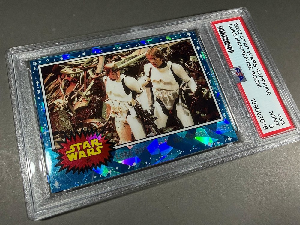 (PSA 9) 2022 Star Wars Sapphire #38, “Luke And Han In The Refuse Room”