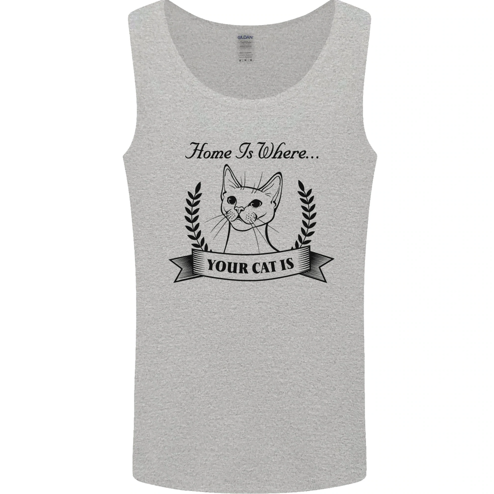 Home Is Where Your Cat Is Funny Kitten Mens Vest Tank Top