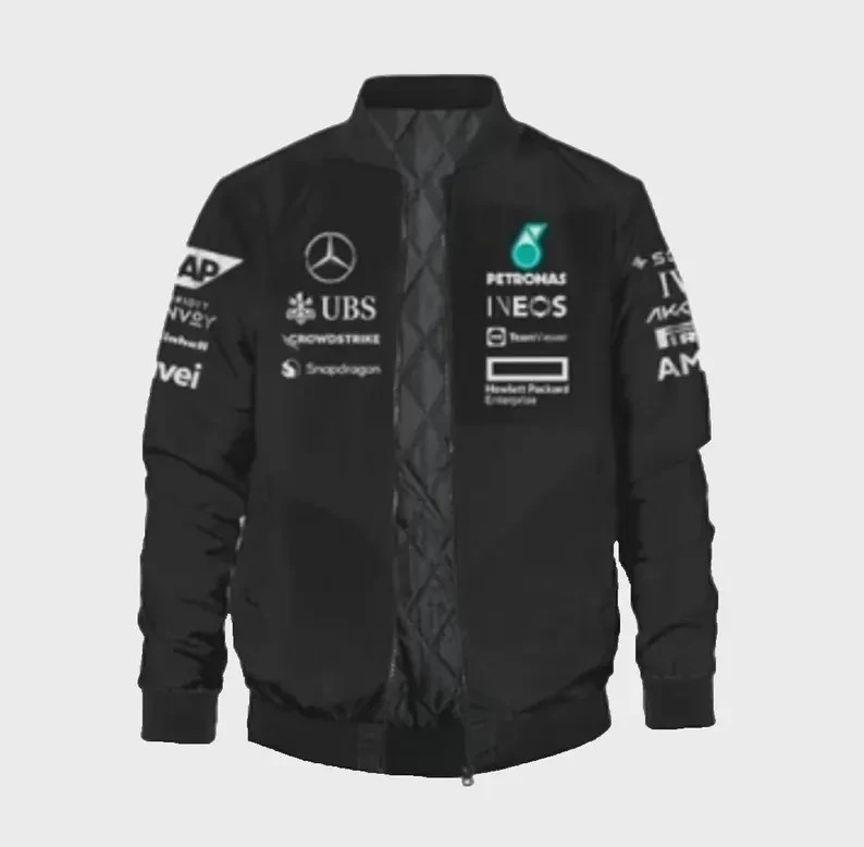 Mercedes Petronas F1 Team Mens Lightweight Racing Bomber Jacket