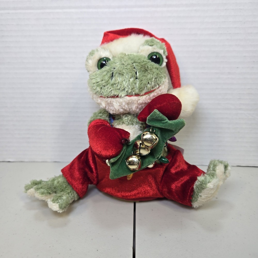 Animated Frog Santa Plush with Merry Christmas Message