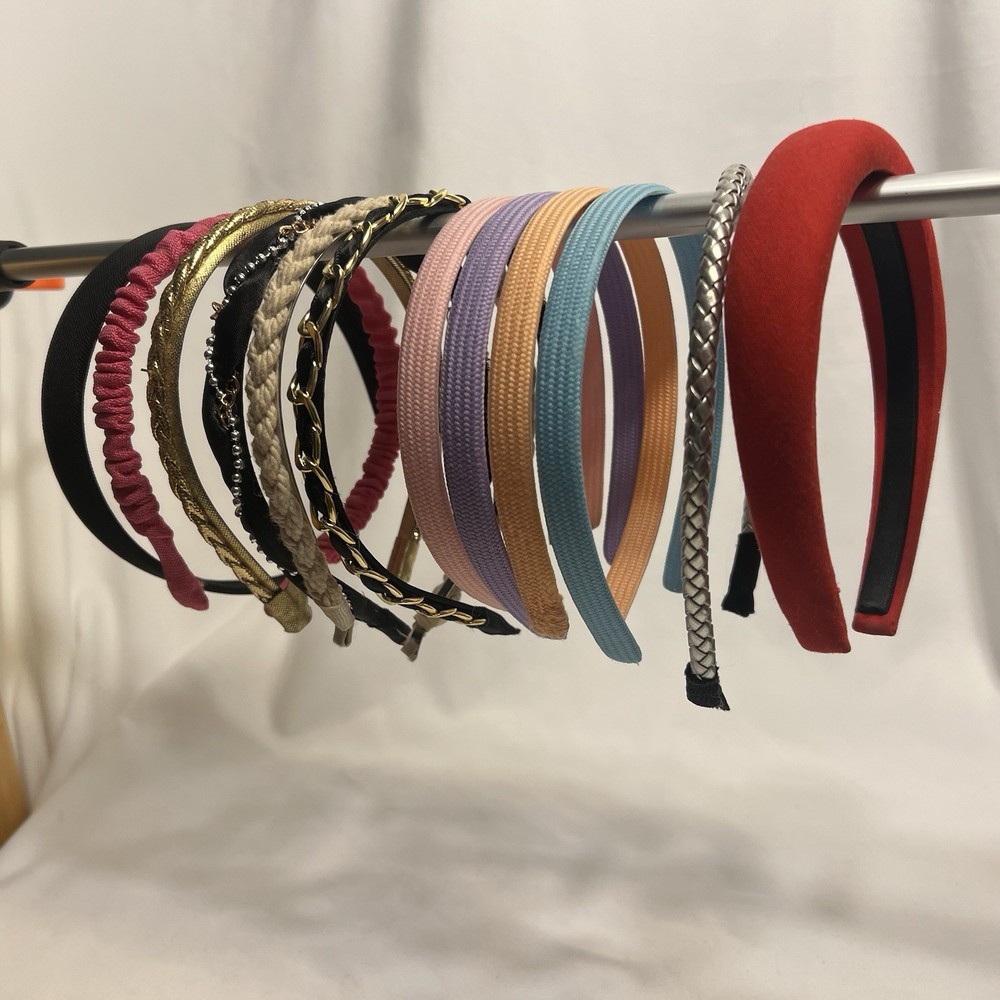 12 Mixed Fashion Headbands Velvet Satin Braided Padded Hair Accessories Lot