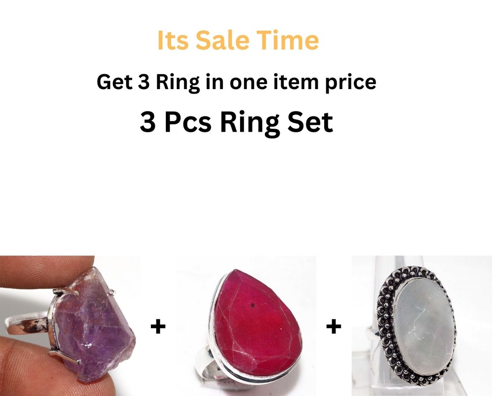 Amethyst Agate Pearl 3-Piece Ring Set Limited Edition 9.5 MJ Deal-image