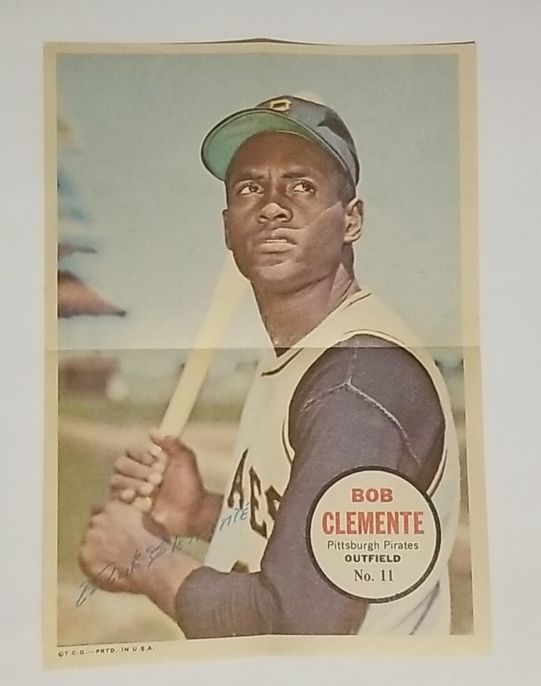 1967 Topps Pin Up 5X7 Poster Bob Roberto Clemente #11 MLB HOF - Excellent #1
