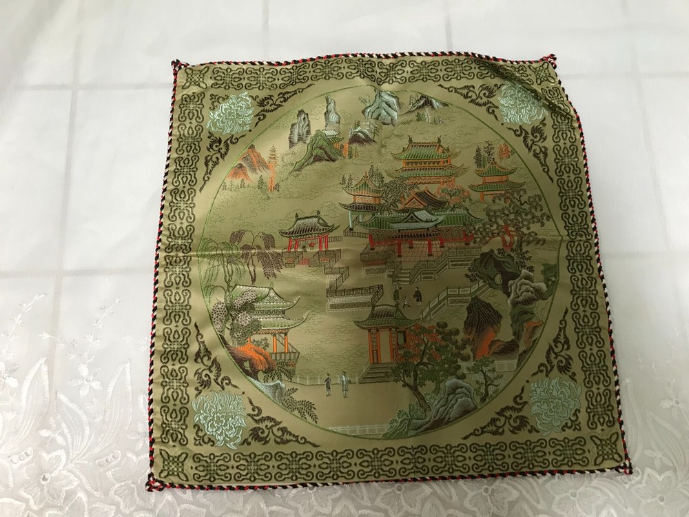 Beautiful Embroidered Chinese Satin Brocade Pillow Cover Doublesided