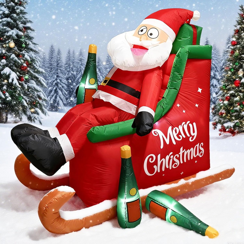 6FT Christmas Inflatable Outdoor Decoration Santa Claus, Funny Outdoor Christmas