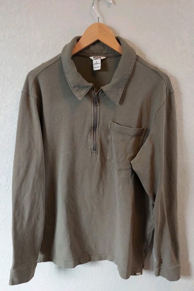 Duluth Trading Mens 1/4 Zip Collared Long Sleeve Green Shirt Size XL