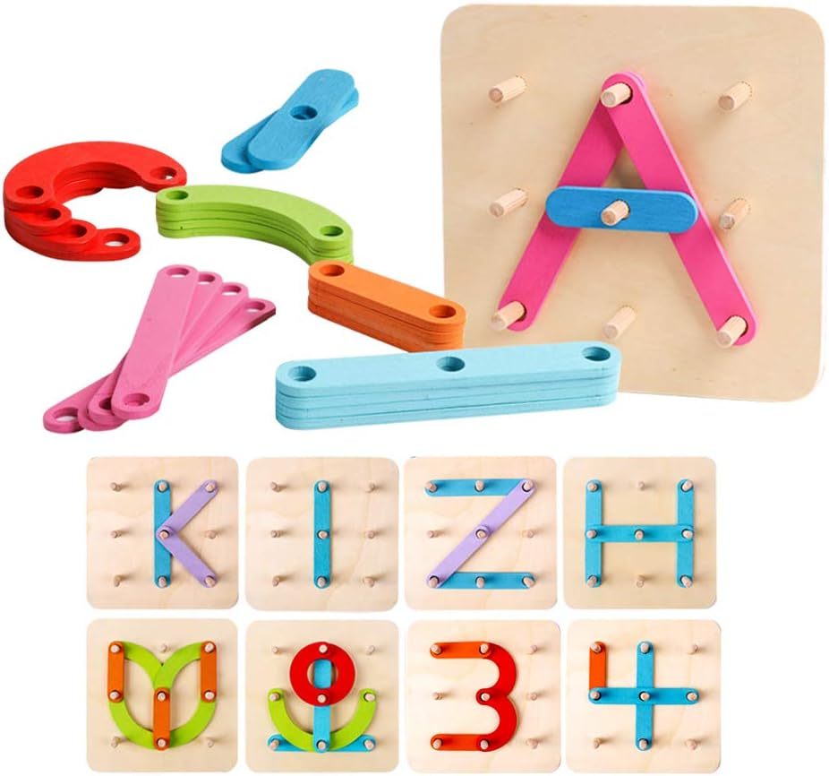 Kizh Wooden Letter and Number Construction Activity Set Educational Preschool To