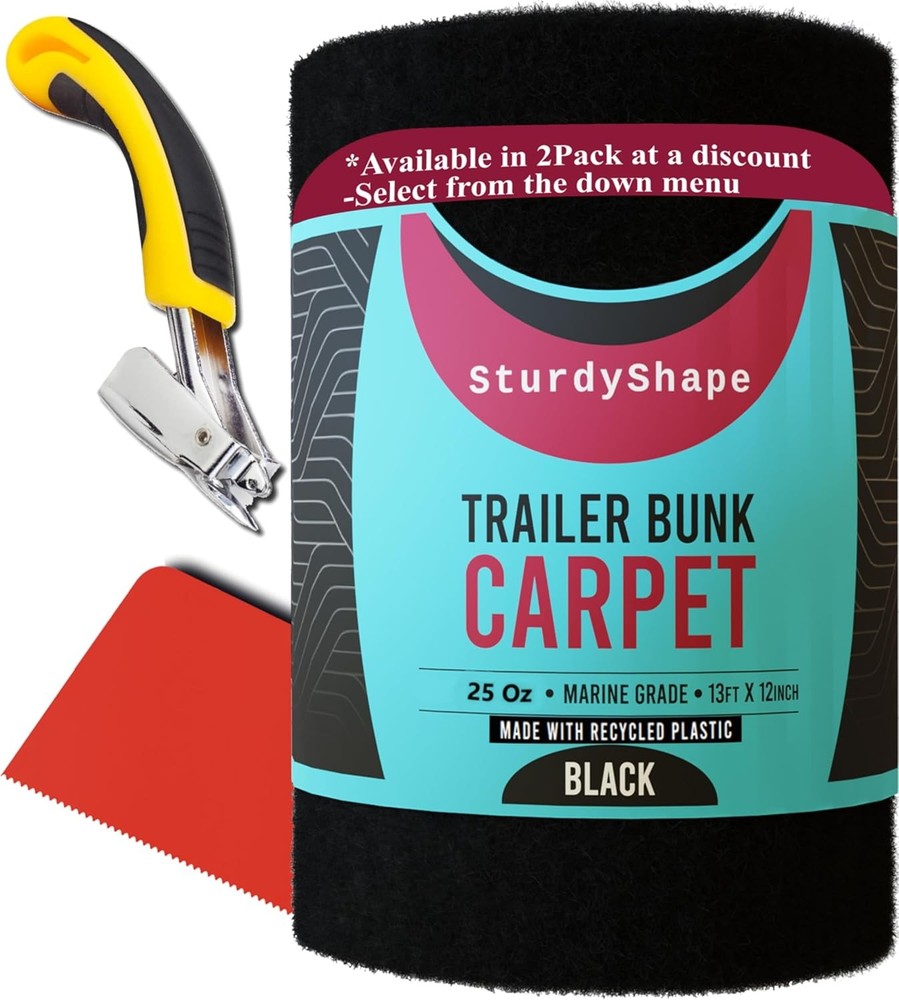 SturdyShape 13ft x 12in Marine Boat Trailer Bunk Carpet Kit 25oz Black