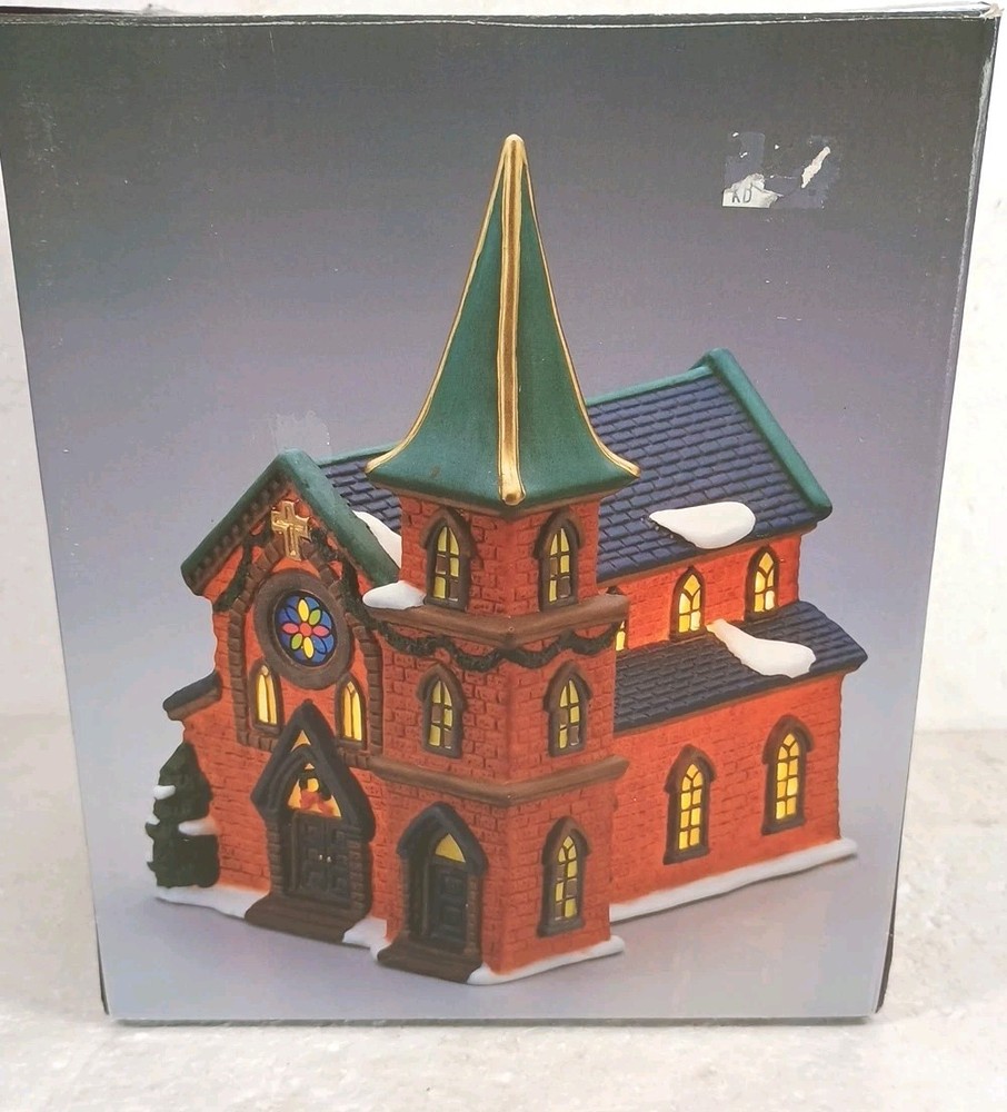 Galleria Christmas Village Hand Painted Fine Porcelain Church Lighted in Box