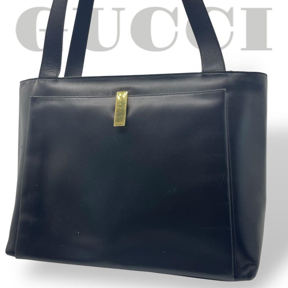 Gucci Black Leather Tote Bag for Women Luxury Handbag  