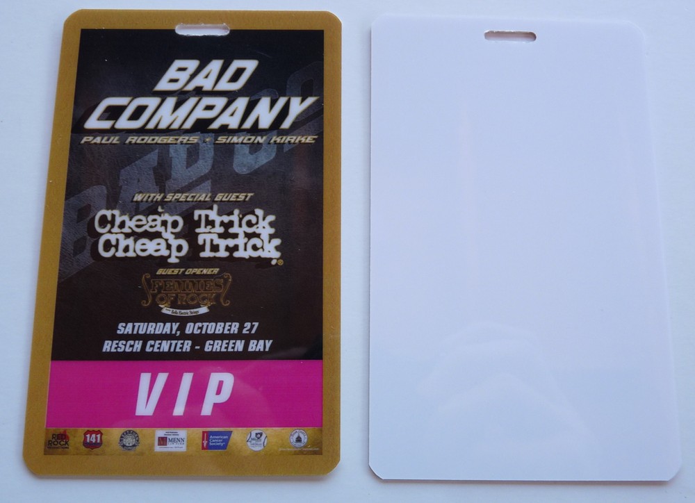Bad Company Cheap Trick 2018 Concert Tour Pink VIP Backstage Pass Laminate D22
