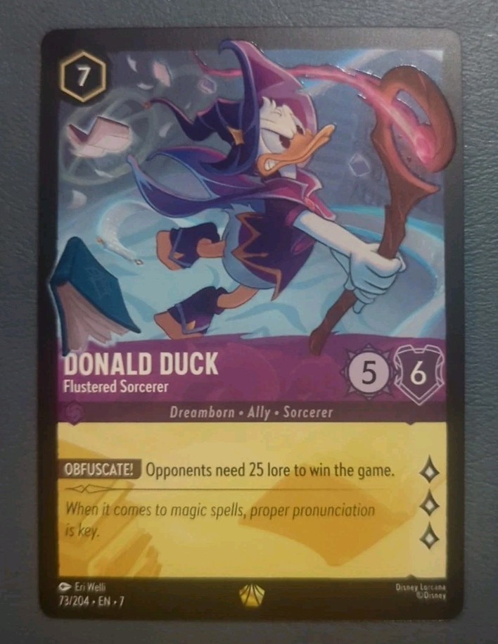 Disney Lorcana Archazia's Island Donald Duck Flustered Sorcerer Cold Foil Card