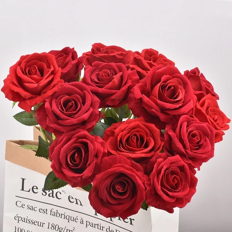 5PCS Autumn Artificial Rose Flowers Valentine's Day Bundle Wedding Decoration
