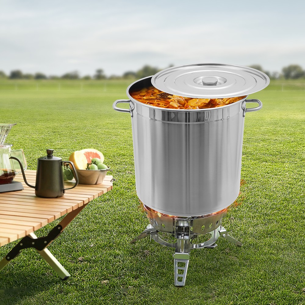 Outdoor Crawfish Seafood Boil Pot with Draining Bucket and Lid