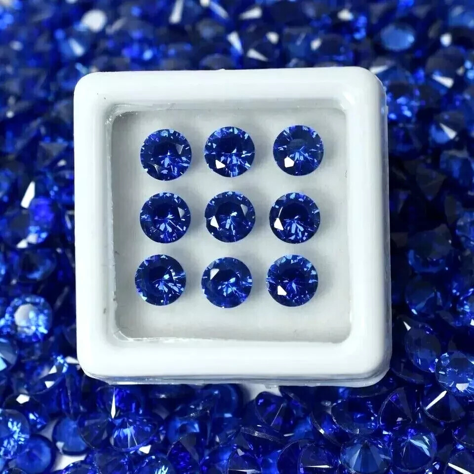 7.60 Ct Natural Blue Sapphire Round Cut 6mm 9 Pcs Certified Loose Gemstones A3