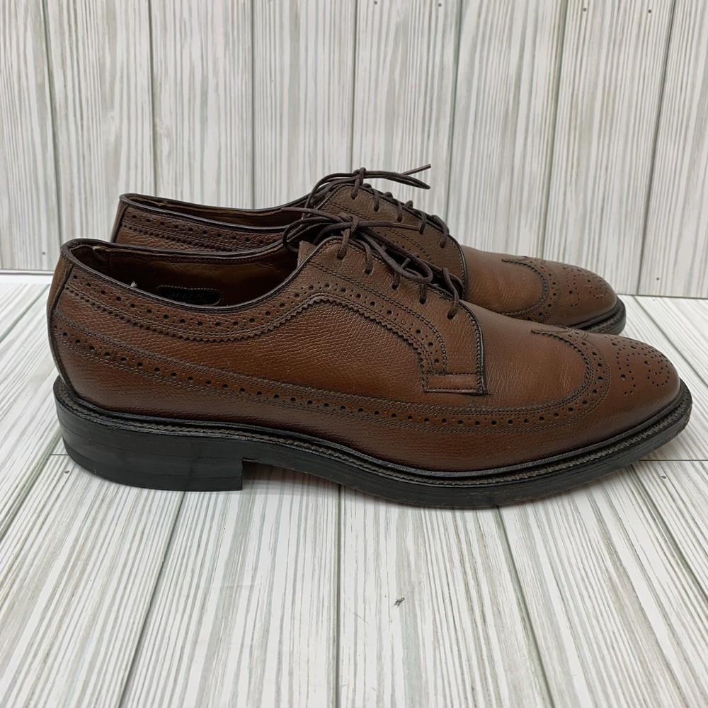 VTG Allen Edmonds 9157 MacNeil Brown Pebbled Leather Wingtip Brogue Shoes 9.5 B