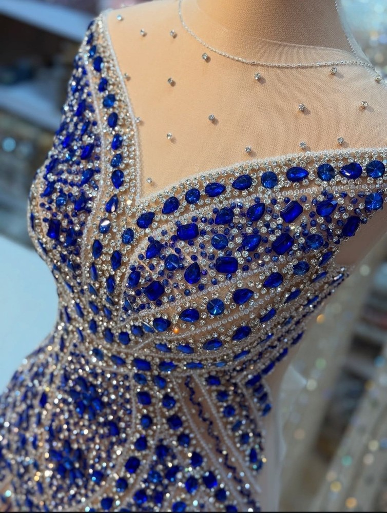 Full-Lengt Front and Back panel Dress Fabric with Crystal Detailing