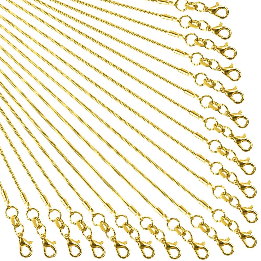 24 Pack Gold Snake Chain Necklaces with Lobster Clasps for DIY Jewelry Gifting