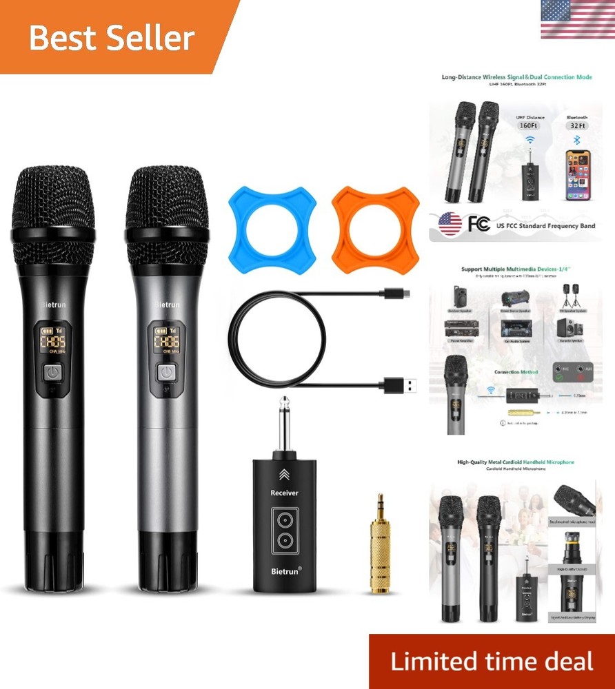 Bluetooth Handheld Microphone System with 15 Channels for Karaoke and Events
