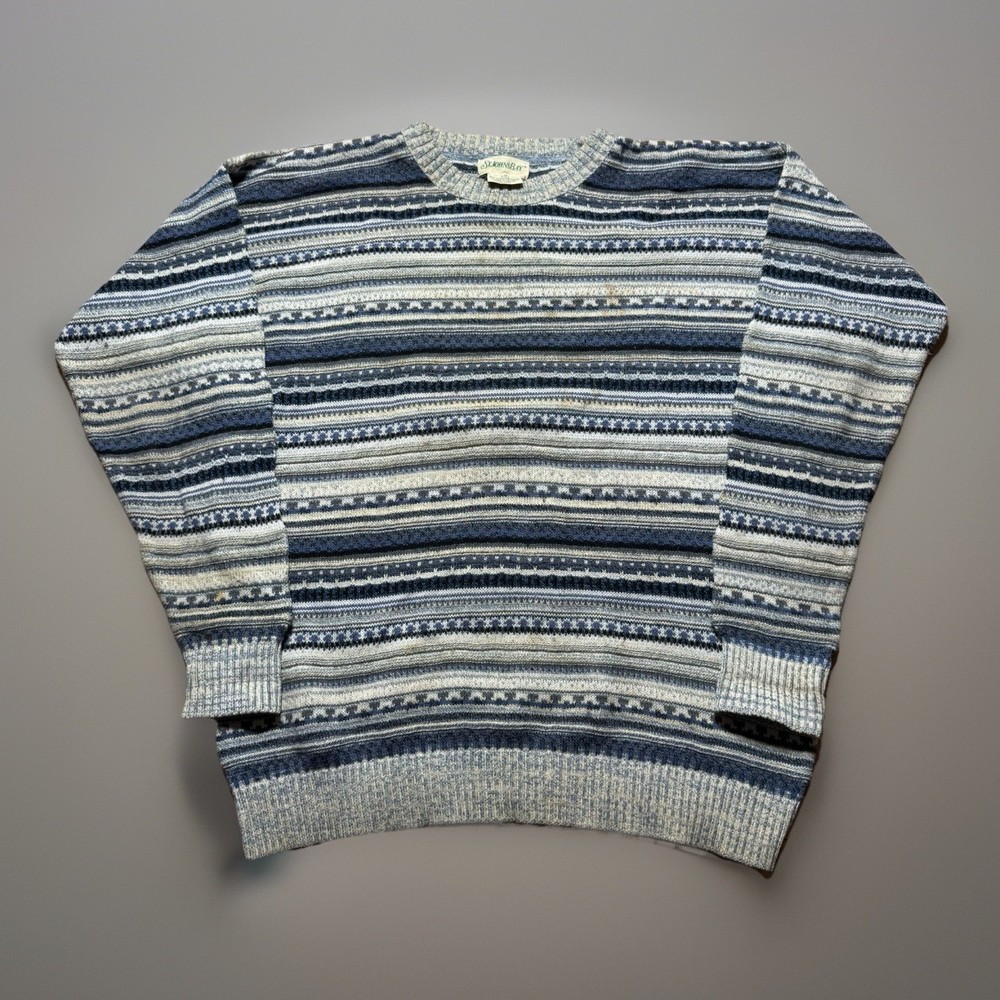 Vintage 90s St John’s Bay Knit Farisle Grandpa Style Crewneck Sweater Size Large
