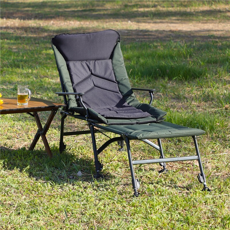 Portable Camping Lounge Chair with Detachable Footrest and Adjustable Backrest