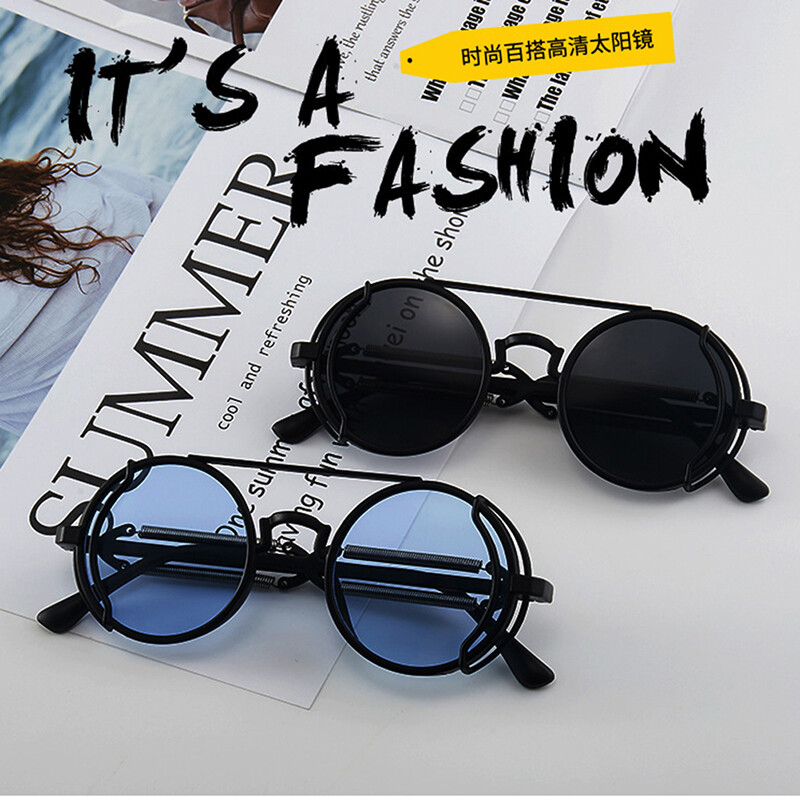 Punk Steampunk Sunglasses Retro Men's Round Punk Eyewear Women UV400 Sunglas*a5