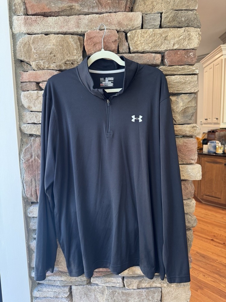 Under Armour Men's Heatgear Quarter Zip Black Long Sleeve