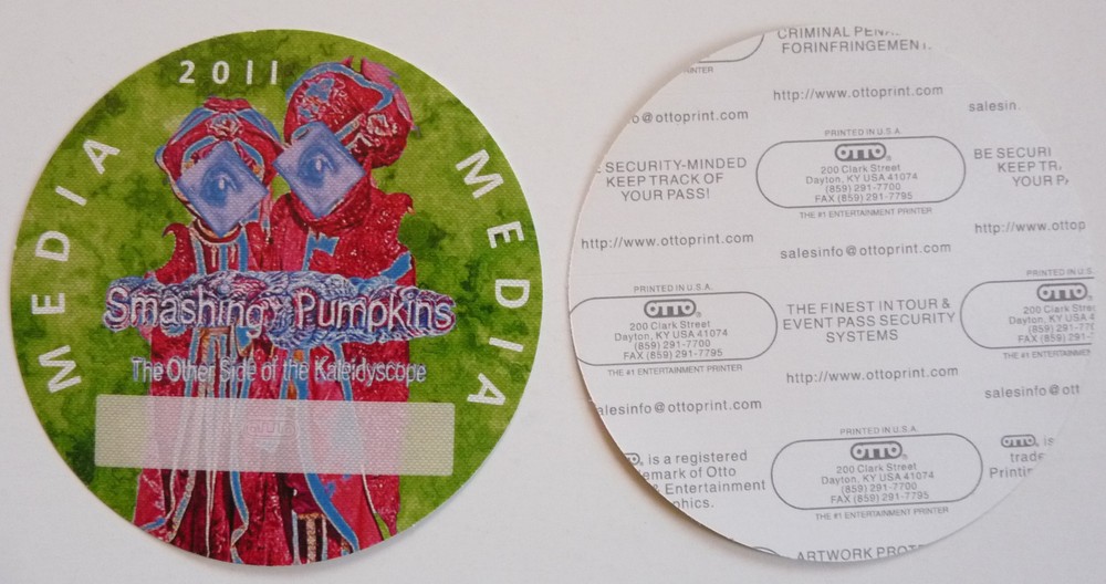 Smashing Pumpkins 2011 Tour Concert Green Media Access Backstage Pass D4