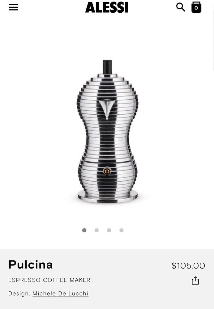 Alessi Pulcina Design Michele De Lucchi Espresso Coffee Maker In Aluminum Black