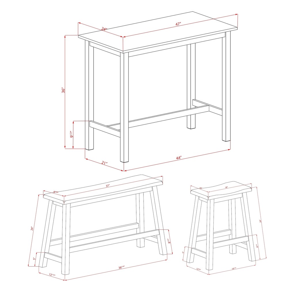 EAST WEST FURNITURE 4 Piece Kitchen Dining Table Set- a Dining Table, 2 Stools