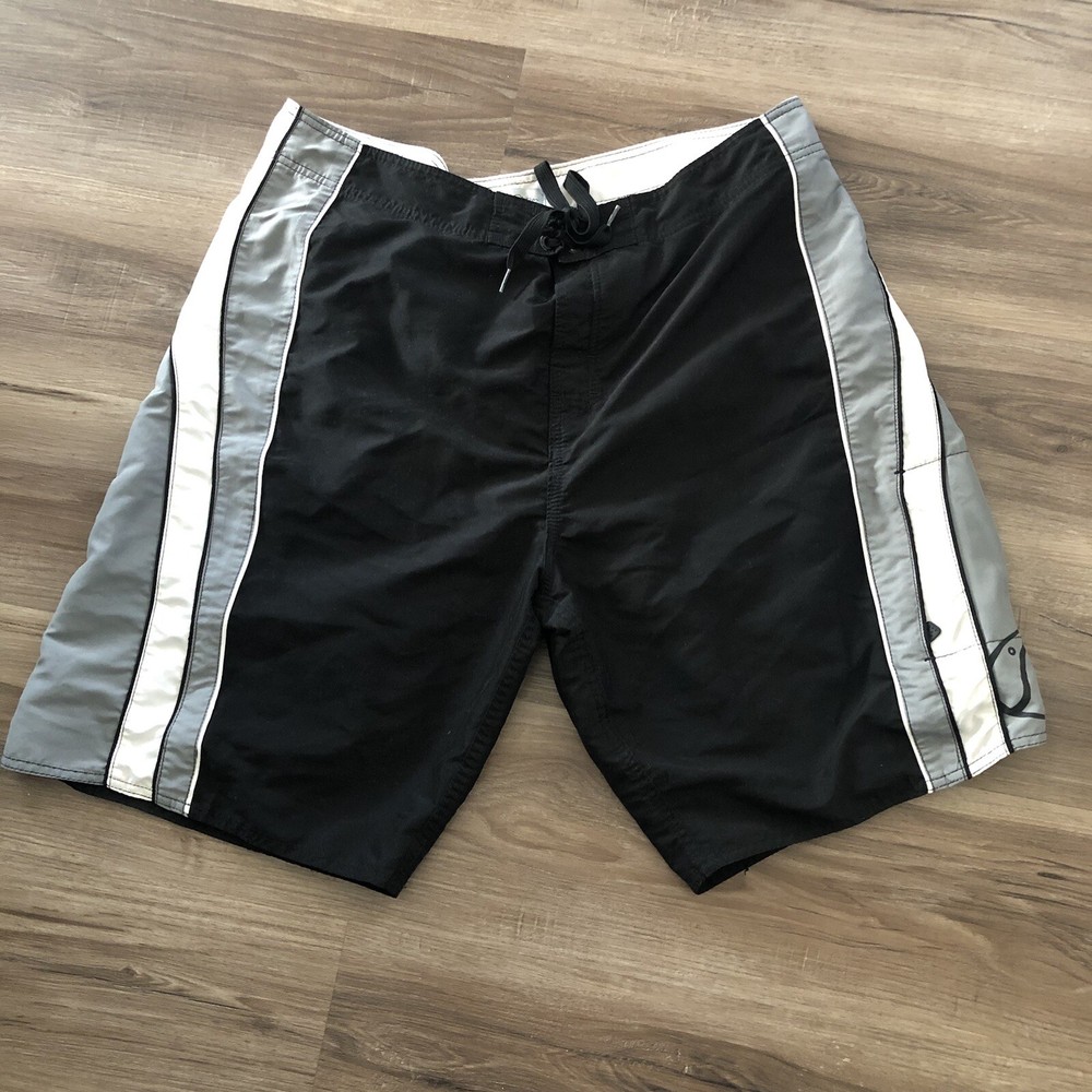 QUIKSILVER EDITION Black White Gray Swim Trunks Men size 38