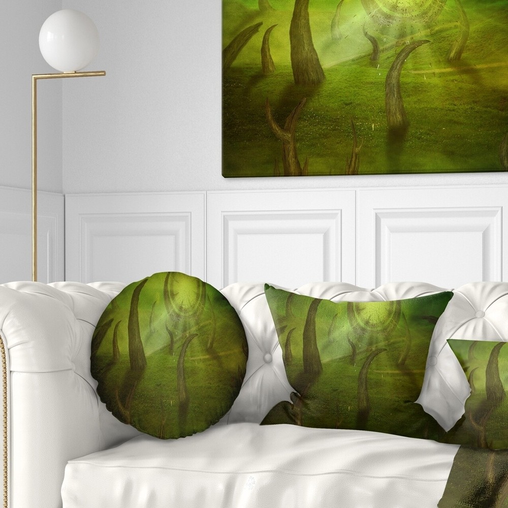 Designart 'Green Time Travel' Abstract Throw Pillow