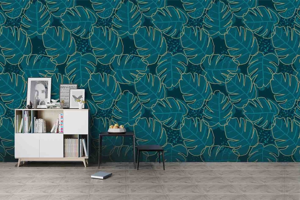 3D Leaves Watercolor Pattern Wall Murals Wallpaper Murals Wall Sticker 4