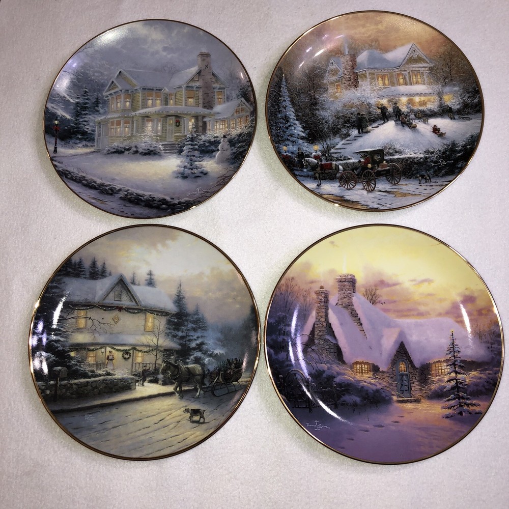 Bradford Exchange Thomas Kinkade Vintage Christmas Plates Set of 4