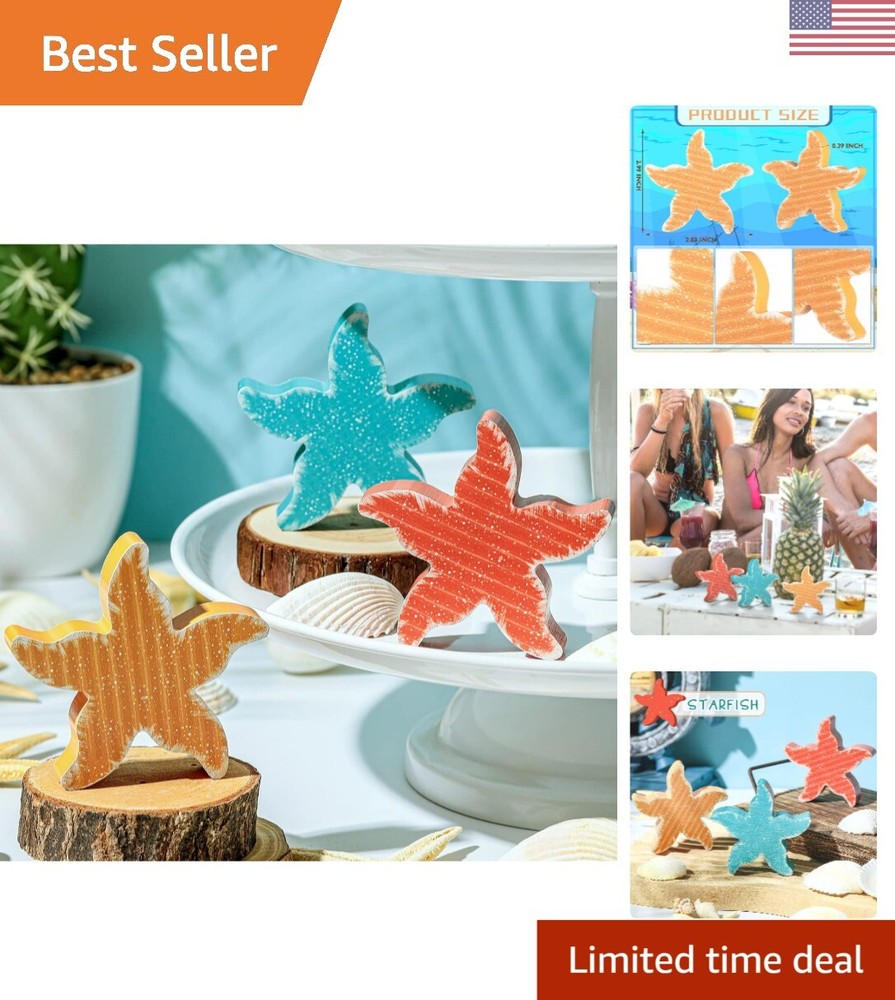 Charming 3-Piece Coastal Shelf Decor - Rustic Farmhouse Tiered Trays