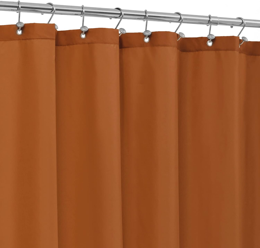 Burnt Orange Waterproof Shower Curtain Liner - Soft Fabric, 72x72 Inches