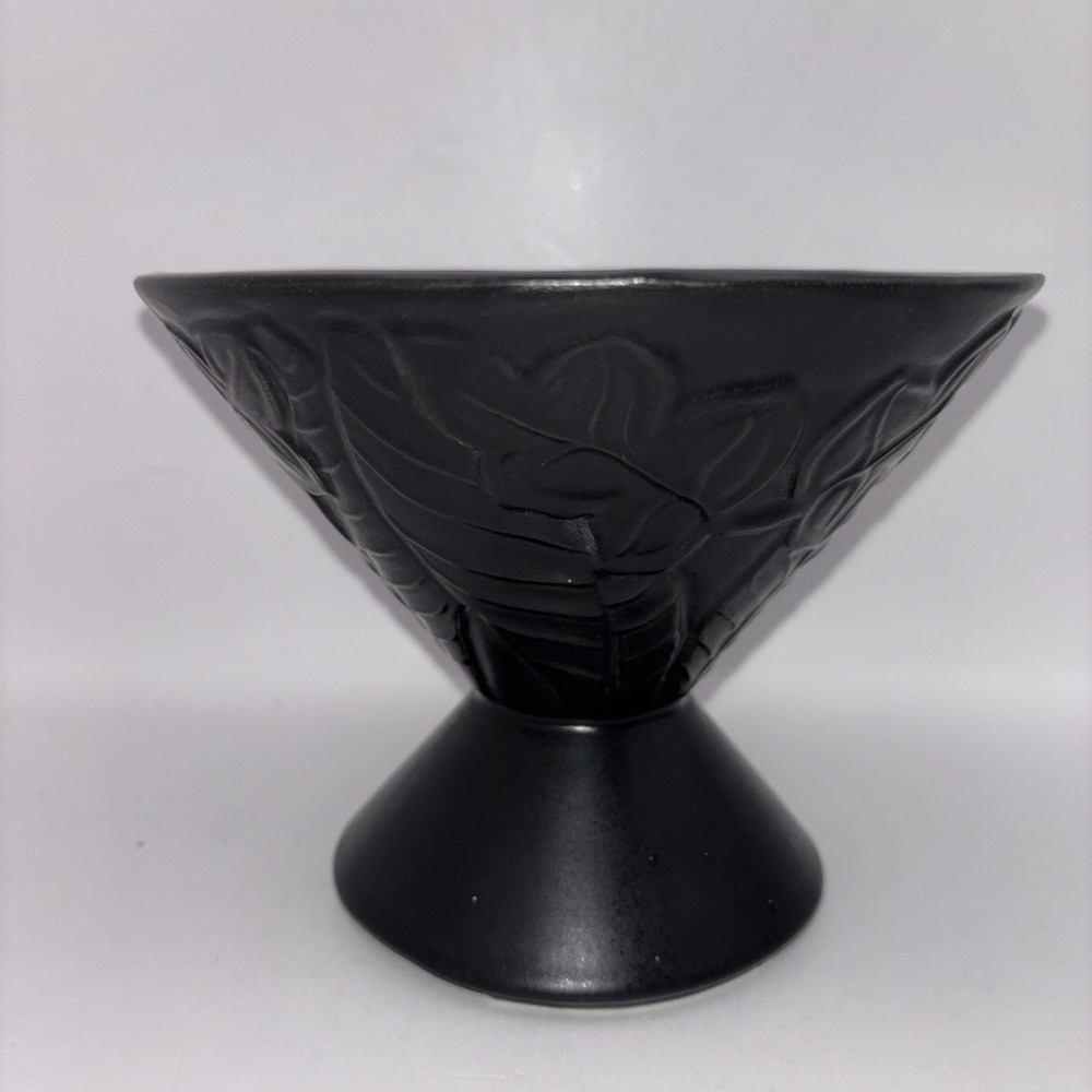Art Deco Textured Floral Matte Pedestal Vase USA 2Ll-F
