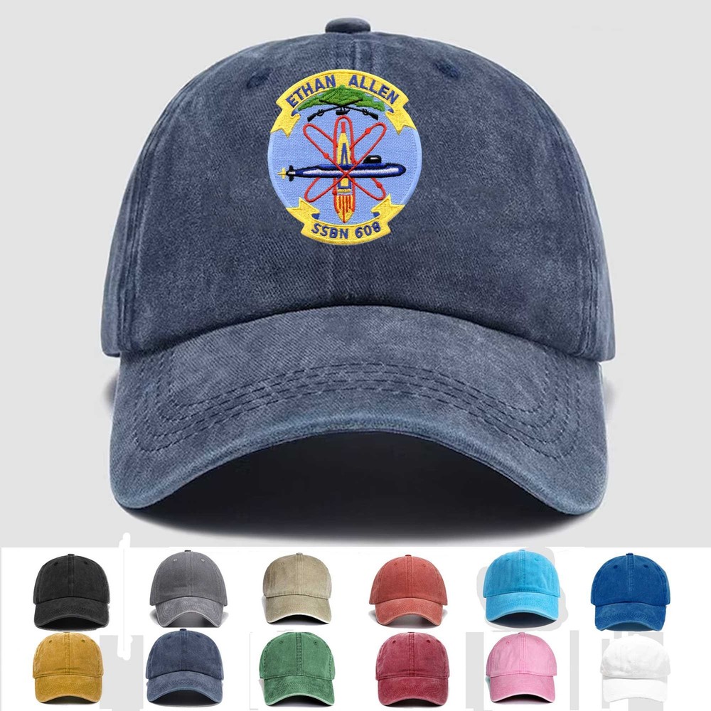 Custom Embroidered Hat SSBN-608 USS Ethan Allen, Veteran Cap, Trucker Hat, Gift