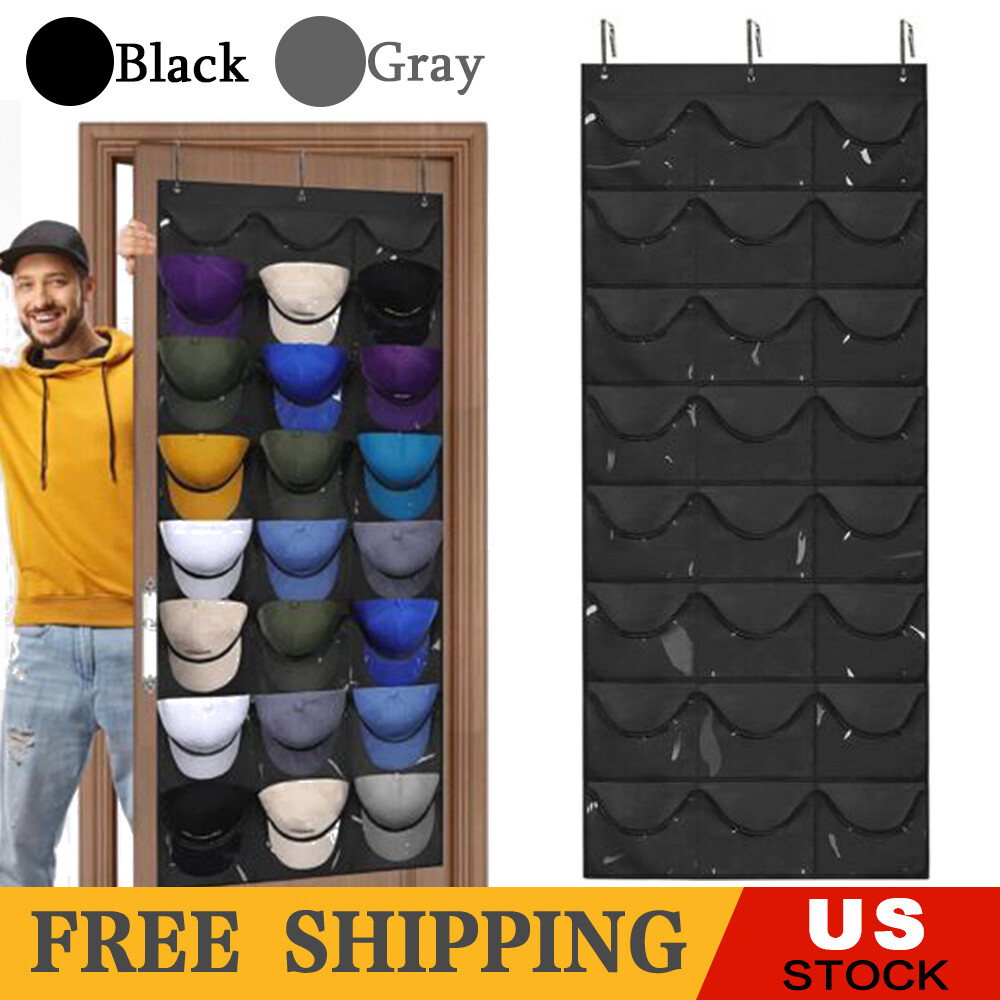 24 Deep Pockets Hat Organizer Holder Visible Wall Door Racks for Baseball Caps