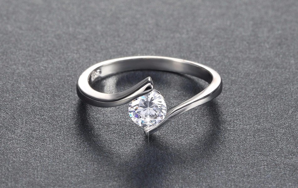 Solitaire Wedding Ring 2Ct Round Cut Simulated Diamond In 14k White Gold Plated